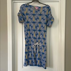 Lilly Pulitzer Blue Gray Sheath Mini Dress with Cuffed Sleeves